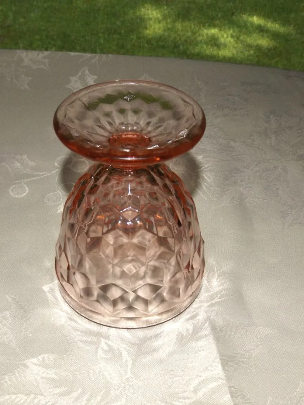 2 Pc Vintage Collection Jeannette Cube Pink Depression Glass Plate & Candy Dish